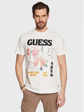 Guess Guess T-shirt Tokyo Collage M3GI76 KBDL0 Écru Regular Fit
