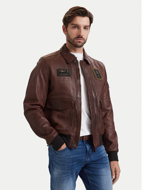 Aeronautica Militare Aeronautica Militare Bőrkabát 262PN0895U100839 Barna Regular Fit