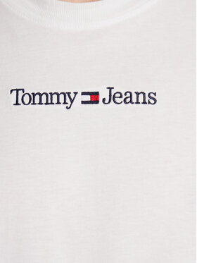 Tommy Jeans Majica Serif Linear DW0DW15049 Bela Regular Fit