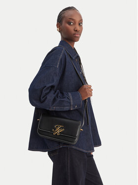 Tommy Hilfiger Tommy Hilfiger Handtasche Th Script Flap Crossover AW0AW18399 Schwarz