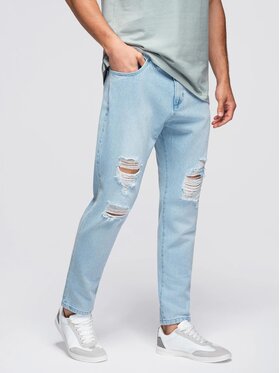 Ombre Ombre Jeansy OM-PADP-0250 Niebieski Carrot Fit
