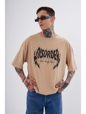 MyStars MyStars T-Shirt Koszulka Z Krótkim Rękawem Oversize Męska Beżowa Machinist Disorder XL Beżowy Oversize