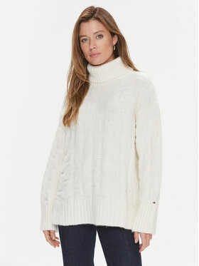 Tommy Hilfiger Tommy Hilfiger Rollkragenpullover WW0WW39886 Écru Relaxed Fit