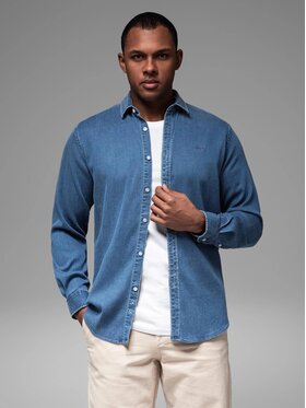 Ombre Ombre Koszula jeansowa OM-SHDS-0180 Niebieski Regular Fit