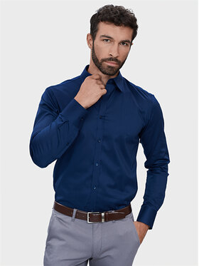 Evenemen Evenemen Koszula PUNTO G2 TWILL NAVY Granatowy Slim Fit