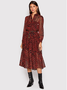 MICHAEL Michael Kors MICHAEL Michael Kors Marškinių tipo suknelė Metallic Fil Coupé Animal Print MU281425X1 Raudona Regular Fit