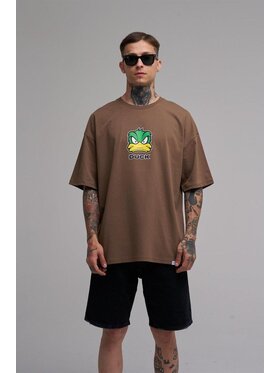 MyStars MyStars T-Shirt Koszulka Z Krótkim Rękawem Oversize Męska Brązowa Machinist Duck Kaczka L Brązowy Oversize