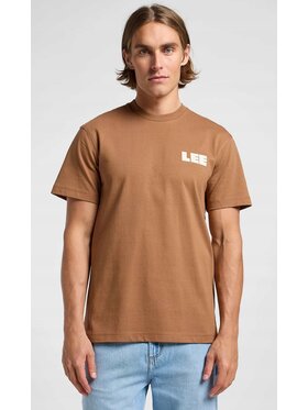 Lee Lee T-Shirt Workwear Graphic Tee Brązowy Relaxed Fit