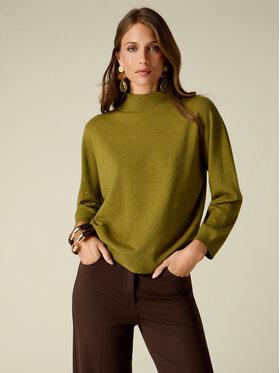 Oltre Oltre Sweter M162E002171N035 Zielony Regular Fit