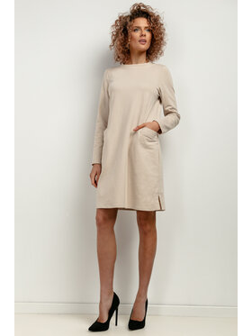 Tessita Tessita Sukienka dzianinowa T412/3/XL-XXL Beżowy Relaxed Fit
