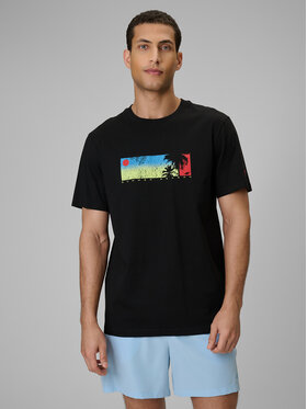 4F 4F T-Shirt BEACHWEAR Czarny Regular Fit