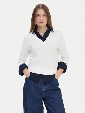 Tommy Hilfiger Tommy Hilfiger Sveter WW0WW42049 Biela Regular Fit