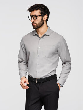 Ombre Ombre Koszula K694 Szary Regular Fit