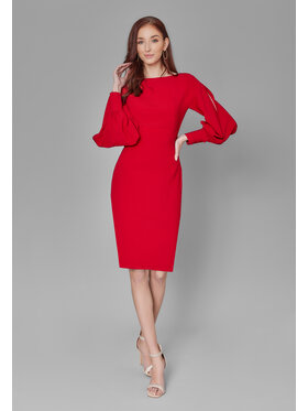 Kasia Zapała Kasia Zapała Sukienka koktajlowa SUKIENKA MILANA MIDI CZERWONA Czerwony Slim Fit