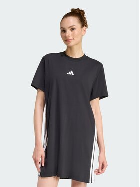adidas adidas Sukienka codzienna ESSENTIALS 3-STRIPES TEE Czarny Loose Fit