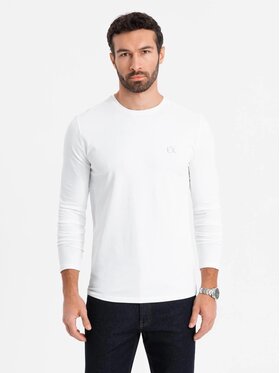 Ombre Ombre Longsleeve OM-LSBC-0124 Biały Slim Fit