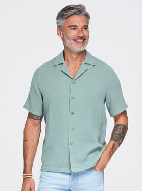 Ombre Ombre Koszula OM-SHSS-0223 Zielony Regular Fit
