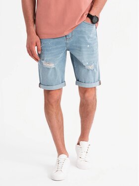 Ombre Ombre Szorty jeansowe OM-SRDS-0186 Niebieski Classic Fit