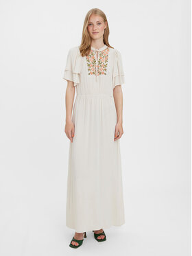Vero Moda Vero Moda Poletna obleka Gina 10277291 Écru Regular Fit