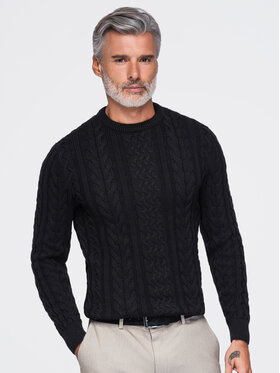 Ombre Ombre Sweter OM-SWSW-0191 Czarny Regular Fit