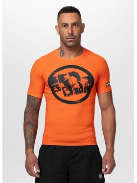 PITBULL PITBULL Koszulka techniczna LOGO PALMS Pomarańczowy Regular Fit
