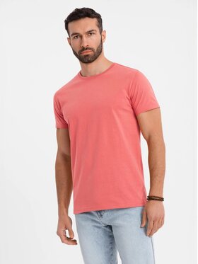 Ombre Ombre T-Shirt OM-TSBS-0236 Růžová Regular Fit
