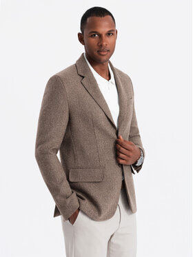 Ombre Ombre Marynarka OM-BLZB-0138 Beżowy Regular Fit