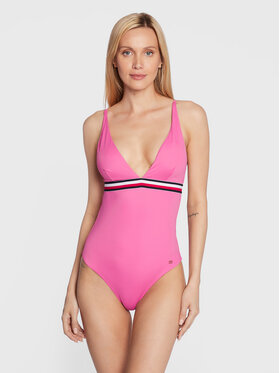 Tommy Hilfiger Tommy Hilfiger Maudymosi kostiumėlis Plunge-Rp UW0UW02700 Rožinė