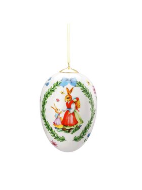 Hutschenreuther Hutschenreuther Zawieszka Jajko porcelanowe"Pani Zając z córką" Biały