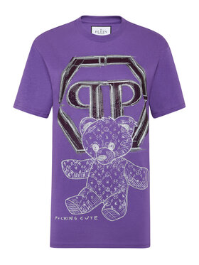 PHILIPP PLEIN PHILIPP PLEIN T-Shirt 3871 Fioletowy Regular Fit