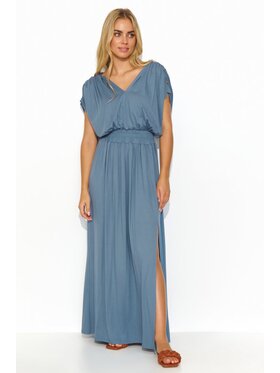 Makadamia Makadamia Sukienka codzienna M825 Niebieski Comfortable Fit