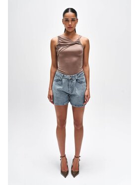 BENU BENU Bluzka MOKKA BLUZKA CUPRO Brązowy Slim Fit