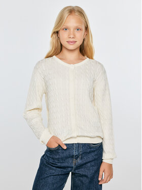 BIG STAR BIG STAR Sweter KARISITA Kremowy Basic Fit
