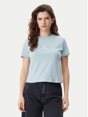 Calvin Klein Jeans Calvin Klein Jeans T-shirt Baby Tee J20J223113 Plava Slim Fit