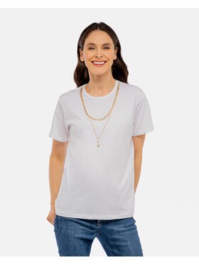 Perso Perso T-Shirt z naszyjnikiem z perłą Biały Slim Fit