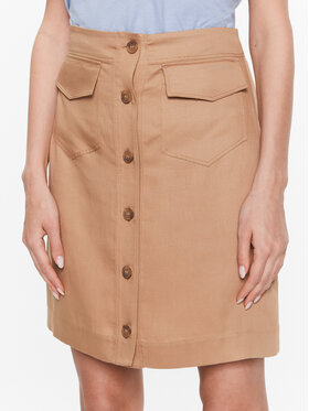 Calvin Klein Calvin Klein Trapézová sukně Drapy Tencel K20K205631 Hnědá Straight Fit