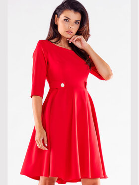 Awama Awama Sukienka koktajlowa A520 Czerwony Basic Fit