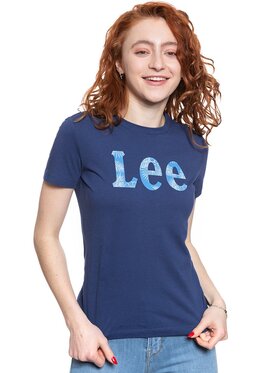Lee Lee T-Shirt SLIM LOGO TEE Niebieski Slim Fit