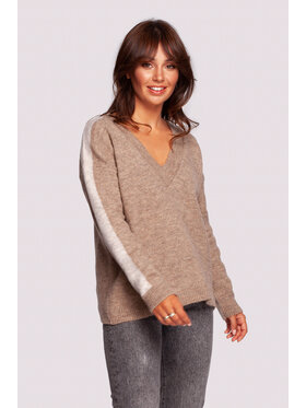 BeWear BeWear Sweter BK093 Brązowy Modern Fit