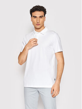 BOSS Boss Тениска с яка и копчета Palosh 50471335 Бял Slim Fit