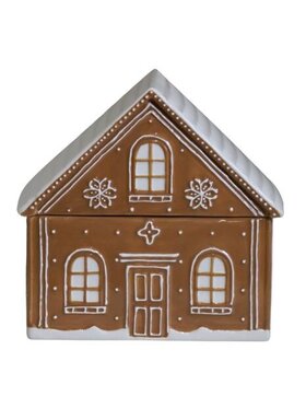 MIAhome MIAhome Pojemnik świąteczny ceramiczna PIERNIKOWY DOMEK Brązowy