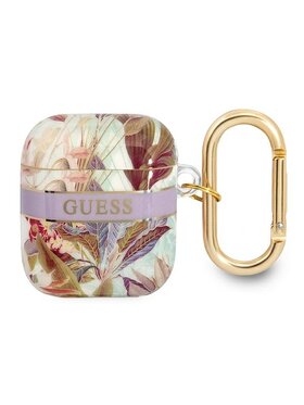 Guess Guess Etui na słuchawki Flower Fioletowy