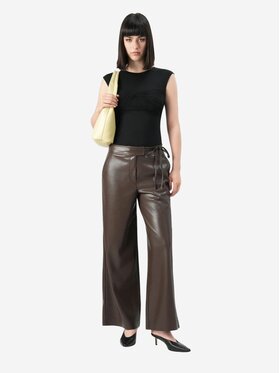 GUESS BY MARCIANO GUESS BY MARCIANO Pantaloni di pelle Gladys wide leg pant Marrone Large Fit