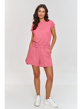Makadamia Makadamia Komplet bluzka i szorty sportowe M866 Różowy Regular Fit