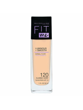 Maybelline Maybelline Fit Me Luminous + Smooth Foundation rozświetlający podkład do twarzy 120 Classic Ivory 30ml Podkład czarny