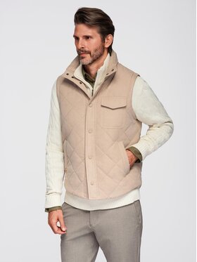 Ombre Ombre Kamizelka OM-JAVJ-0277 Beżowy Regular Fit
