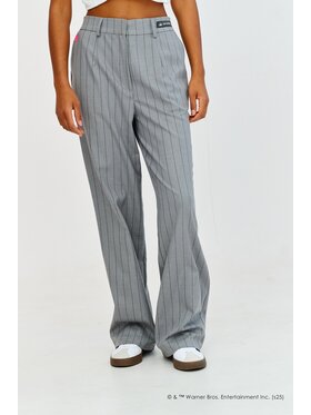 NAOKO NAOKO Bavlnené nohavice Manhattan Style Sivá Regular Fit
