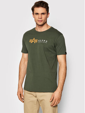 Alpha Industries Alpha Industries T-Shirt Alpha Label 118502 Zelená Regular Fit