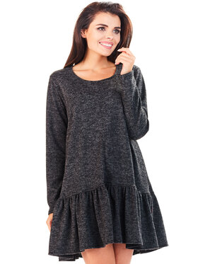 Awama Awama Sukienka codzienna L056 Szary Basic Fit