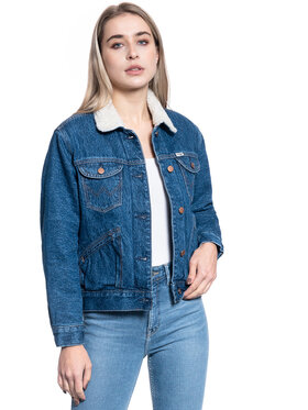 Wrangler Wrangler Kurtka damska SHERPA Niebieski Regular Fit